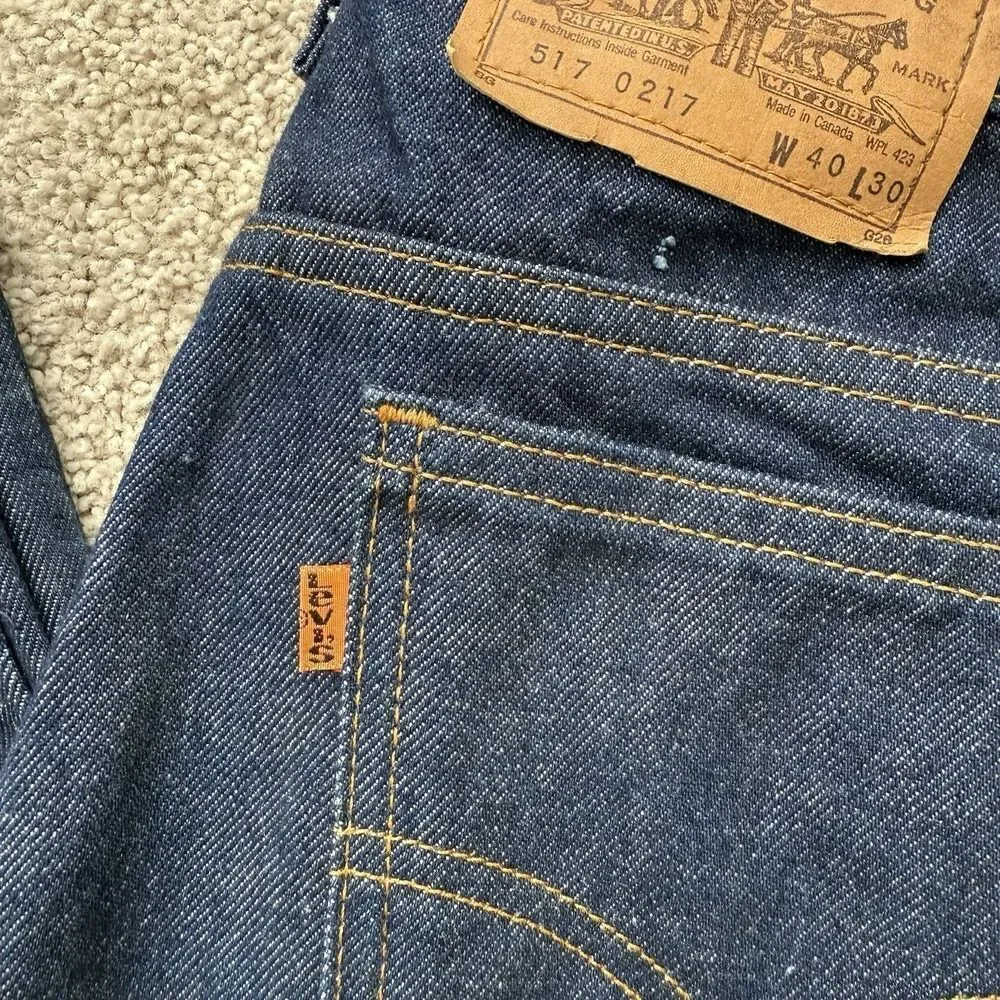 Vintage Levis 517 Jeans Mens 38 x 30 Actual Bootcut Orange Tab Dark Denim Canada